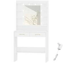 HEXCELEN Dressing Table With Mirror, Dressing Table With Shelves And 2 Drawers, For Bedroom, Living Room, Adjustable Brightness, 40 X 80 X 149 Cm - trắng - Xem 8