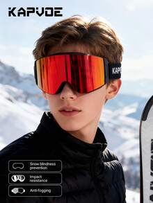 KAPVOE KAPVEO Winter Outdoor Sports Ski Goggles, Snowmobile Snowboard Ski Goggles, Anti-Fog Ice Skating Glasses, Unisex, UV400, Magnetic Snow Equipment, Ski Accessories - Multicolor - View 12