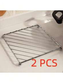 4 Stainless Steel Four-Legged Stands, Kitchen Accessories, Heat-Resistant Kitchen Table Pads, Coasters, Stainless Steel Heat Insulation Pads, Desktop Anti-Scalding Protection, Suitable, Restaurant, Kitchen, Baking - Multicolor - View 11
