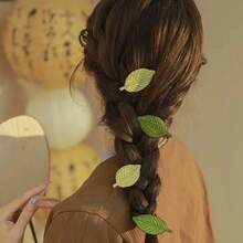 2pcs Fashionable Leaf Shaped Embroidered Hair Clips, Stylish Hair Accessories Suitable For Girls And Women For Daily Wear, Party, Makeup, Gifts, Couples, Hair Slide, Hair Barrettes