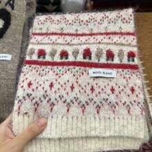Weihnachts-Wolle-Winter-Schal |   Fair-Isle-Muster |   Warme Strickung mit Kaschmir |   Damen Herren
