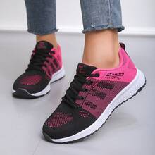 女士加大码休闲透气网眼软底跑步鞋，时尚运动鞋，春秋季，批发特价 - 紅色 - 查看 7