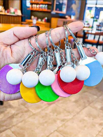 1st kreativ söt mini bordtennisracket nyckelring Paddla pingis hänge nyckelring väska prydnad för män kvinnor bil prydnadssak Present