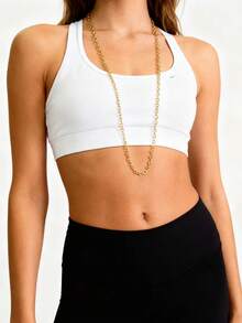 1pc 18K Gold Plated Stainless Steel Minimalist Round Chain Necklace, Versatile For Daily Wear And Layering