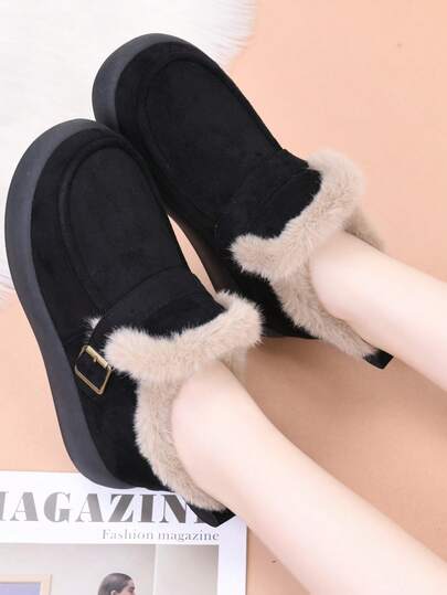 冬季新款加厚绒面保暖时尚百搭套脚踝靴，舒适休闲软底靴，妈妈们的理想之选