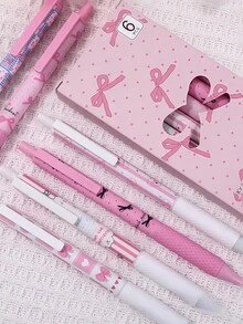 1/6pcs Ultra Dry Pink Gel Pen, Accurate 0.5mm, Smooth Writing, Suitable Forffices And Classrooms, Suitable Foreenagers And Adults, Suitable Forome And Classroom Education, Multi-Purpose Gel Pen Is Very Suitable Forear-End Examinations, A Set Of Gel Pens And Ball Pens, Holiday Appliances, Classroom Supplies, Children's Day Gifts