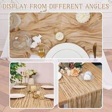 Paquete de 6 o 10 caminos de mesa de gasa de 20 x 120 pulgadas, 10 pies, semitransparentes, estilo bohemio, para bodas, fiestas, cumpleaños, baby showers y despedidas de soltera. - Champán - Ver 6