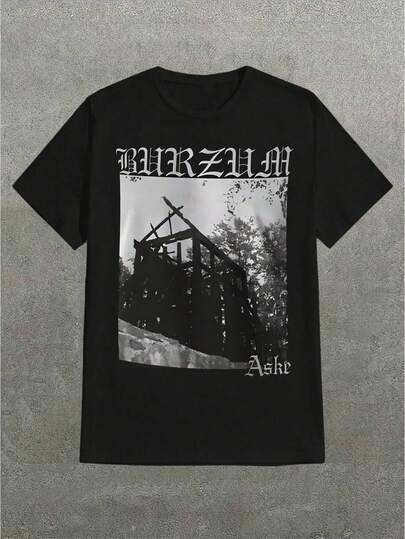 Camiseta estampada de cuello redondo para hombre con dise?o de la banda Burzum, Cómodamente suave para el uso diario. 100 % algodón, 220 g, ideal para primavera y verano, unisex.