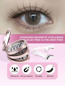 MAGEFY 3对卡通造型磁吸假睫毛套装，包含睫毛夹+眉毛修剪器，CC卷翘自然妆效，可重复使用，配有1个专业睫毛夹，圆形磁吸设计，无需胶水，易于佩戴和卸除，妆效自然，3D卡通造型，精致柔软，适合海滩、露营、旅行等场合。