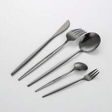 30件套黑色不锈钢葡萄牙风格餐具套装 - 黑色 - 查看 4