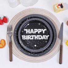 10pcs/20pcs/40pcs/50pcs,Disposable Paper Plates For Starry Sky Themed Birthday Party Decorations, Black Galaxy Spaceship 7-Inch And 9-Inch Paper Plates, Starry Sky Themed Birthday Party Supplies & Gifts - Multicolor - View 4