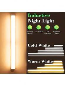 1pc/2pcs Smart Sensor LED Light Strip, Magnetic Installation, USB Rechargeable, Warm White/White Night Light, Suitable For Kitchen, Wardrobe, Corridor, Stairs, Room, Nighttime Lighting, Desk And More - Multicolor - View 10