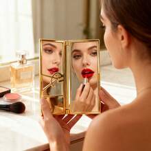 Yves Saint Laurent Specchio da trucco portatile dorato di alta qualità, specchio pieghevole per il trucco, ritocco del trucco, comodo da trasportare, un regalo per amici o familiari, e un regalo per le festività