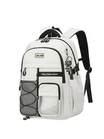 1 pieza Mochila unisex de moda, cierre con cremallera, correas ajustables para los hombros, gran capacidad, adecuada para el trabajo, actividades al aire libre, ir y venir, regalo para volver a la escuela