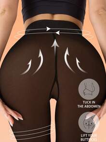 Fleece Lined Thermal Tights Woman Sexy Translucent Pantyhose Slim Winter Warm Thick Velvet Stockings Female Magic Leggings With A Variety Of Colors Suitable For People Of Different Skin Colors - 黑透膚 - 查看 4