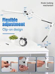 24W LED Desk Lamp With Dual Heads, Mechanical Arm, Clamp-On Installation, 3-Color Dimmable, USB Plug, Suitable For Study, Reading, Gaming, Eye Care In Desk, Library, Bedroom, Office, Lab, Sewing Room - Double-head Desk Lamp Clamp Installation - View 7