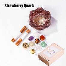 1set Natural Crystal Dropper Resin Reiki Stone Candle Base Aromatherapy Cornucopia Healing Meditation Decoration Gift Box Set Christmas Gift - Epoxy Lotus Bowl Incense Holder Set - View 21