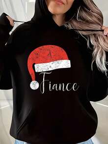 Retro Matching Family Christmas Santa Hat TShirt Fiance Gift - Black - View 5