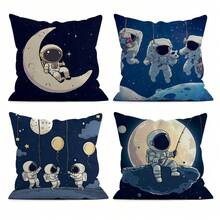 4pcs/Set Cartoon Astronaut Design Cushion Cover 45*45cm - Multicolor - View 13