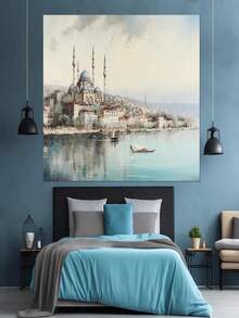 1pc Framed 40*30cm(16*12inch) IstanbuRetro Style Painting Canvas Print, IstanbuPoster, Vintage IstanbuWalArt, Turkish WalDecor, Framed And Ready To Hang