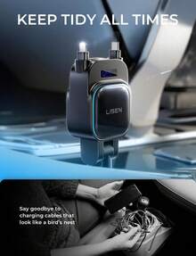 LISEN 4 en 1 Cargador de Auto Retráctil 96W, Cargador de Coche con USB C y, Adaptadores de Corriente para Coche para 17/16/15/14, S25/S24/S23 Ultra,, - 1 - Ver 5