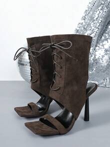 Women's Elegant Strap High Heel Sandals, Suitable For Commuting - Brown - View 16