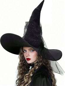1pc Women's Witch Hat, Wide Brim Costume Accessory For Masquerade Party