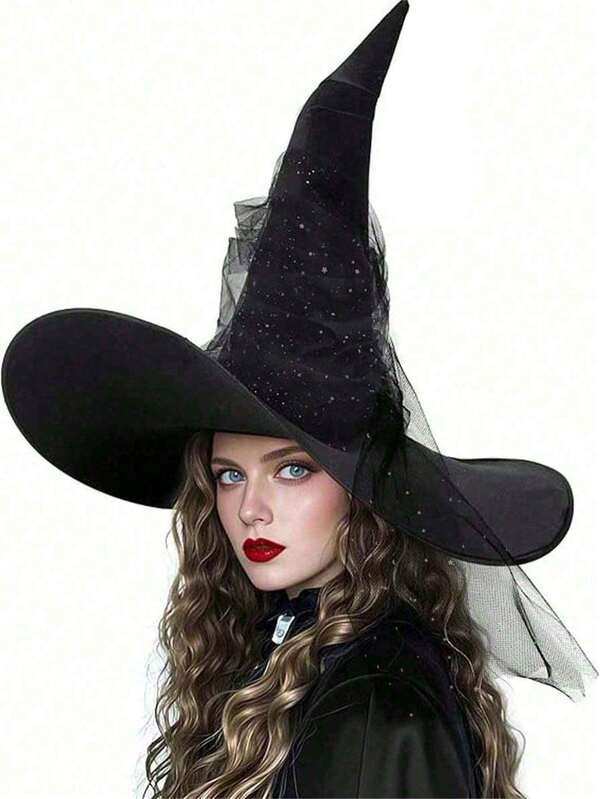 1pc Women's Witch Hat, Wide Brim Costume Accessory For Masquerade Party