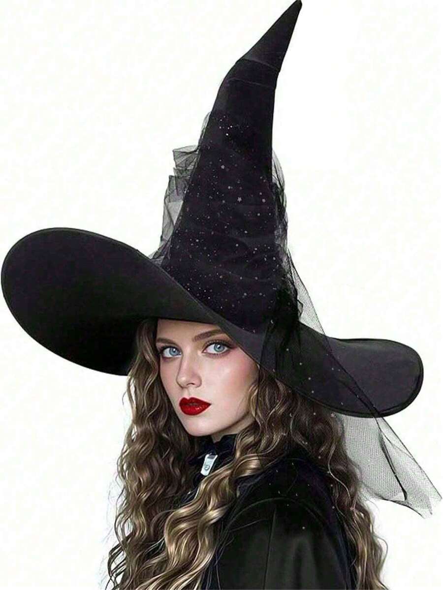 1pc Women's Witch Hat, Wide Brim Costume Accessory For Masquerade Party