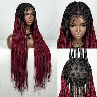 A ANYTIME Synthetic Braided Wigs For Black Women Full Lace Wig Braid African Knotless Box Braids Hair Lace Front Wigs Cheap Cornrow Braids