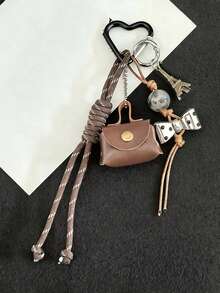 Yogodlns Llavero de cuero y cuerda, monedero de lujo, colgante exquisito de lujo, decoración de teléfono linda, llavero de coche, colgante de bolso, llavero, decoración de billetera, soporte de aleación y cuero, accesorio de bolso - Multicolor - Ver 3