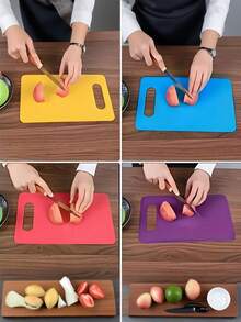3/1 Pc Plastic Cutting Board - Flexible Non-Slip Kitchen Mat, Suitable For Meat And Vegetables, Dishwasher , Bright Green/Yellow/Pink, Plastic, Food Preparation - Multicolor - View 11