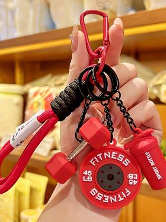 Hantel- och skivstångsnyckelringsset, perfekt för att hänga nycklar på ryggsäckar. Kreativa träningstillbehör inkluderar hantel, skivstångsplattor, boxningshandskar och andra dekorativa hängen. Kan göras själv med nyckelringar och väskberlocker. En perfekt present till högtider, fester och födelsedagar.