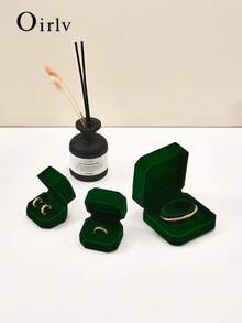 Oirlv 1 件天鹅绒戒指盒宝石绿色珠宝盒套装高品质耳环手链项链盒珠宝收纳盒可定制，珠宝戒指展示盒珠宝盒，戒指，项链，耳环，珠宝套装盒
