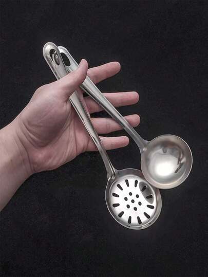 1/2/6件不锈钢长柄汤勺漏勺，加厚汤勺，适用于家庭、酒店、餐厅、商业火锅