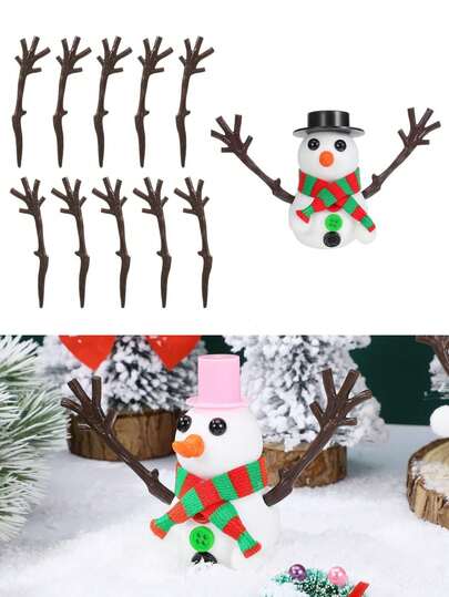 10/30pcs Mini Christmas Antlers Branch Snowman Hand, Mini Artificial Reindeer Elk Antler Deer Horn Fake Dried Tree Branch Decorative Twigs For DIY Snowman, Winter Christmas Home Decor, Garden, Micro Landscape Craft, Xmas Goodie Bag Fillers Party Favors Decorations, Perfect Birthday Gift