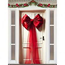 1pc Elegant Red Bow Door Valance, Polyester Multi-Purpose Door Valance, No Electricity Needed, Suitable For Christmas, Valentine's Day, Wedding, Birthday, Outdoor Patio And Entryway Decor Christmas Decorations Home Christmas Gifts Christmas Decor - Multicolor - View 5