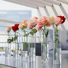 10 Stücke zylindrische Plastikvasen, transparente schlanke Einzelstengel-Vasen, minimalistische Stil Großpackung Vasen, Heimdekoration, geeignet für Hochzeit, GeburtBridal-Showerdusche, Party, Tischdekoration, haltbares Material, Dekorvasen für Eventgestalter und Partyorganisatoren - Transparent - Übersicht 2