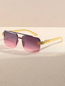 1 Pair Square Frameless Men's Everyday Versatile Fashion Glasses For Travel, Cycling, Fishing, Beach - Multicolor - View 10