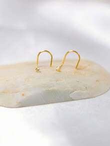 2pcs 925 Sterling Silver Nose Rings, 1.5mm Small Crystal, 24 Gauge Nose Studs