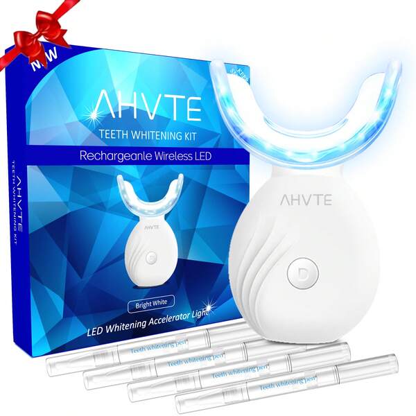 1 set Kit de blanchiment des dents à LED, comprend 1 accélérateur de blanchiment des dents - Lumière LED, 4 x 3 ml d'essence de gel de blanchiment des dents, outils de beauté dentaire pour les soins bucco-dentaires, convient pour les dents sensibles