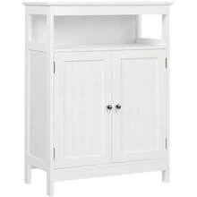 Butterslay 1PC Wooden Bathroom Storage Cabinet, Freestanding Floor Cabinet With Two Doors & Adjustable Shelf For Bathroom - White - View 10