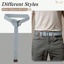 JASGOOD Men Canvas Double Ring Belt Plus Size Men Cloth Casual Belt For Jeans Pants{"Color_name":"LightGrey","Size_name":"FitsWaistSize45\"-50\""} - 多色4 - 查看 3