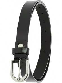 Women Genuine Leather Belt, Fashionable, Made In France - Black Varnish - View 9
