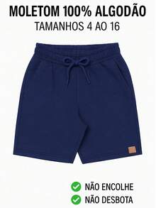 Kit With 3 Children's Shorts For Boys With 2 Sweatshirt Pockets - Royal Blue - View 3