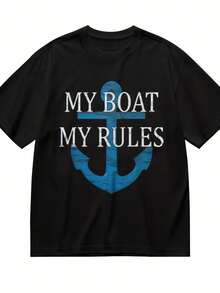 S Slight Stretch Breathable Classic T-Shirt My Boat My Rules Graphic Tee - 款式17 - 查看 1