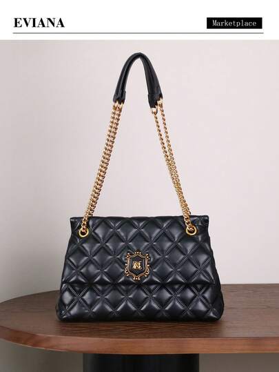 Bolso de mujer de lujo de moda 2025, versátil y elegante bolso de hombro acolchado con cadena, bolso de mano grande de alta calidad y gran capacidad para ir al trabajo