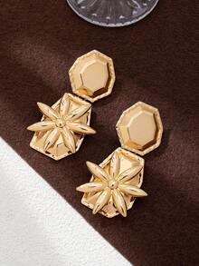 2 piezas Pendientes de aro florales asimétricos exagerados y creativos, adecuados para uso diario y de fiesta de mujeres