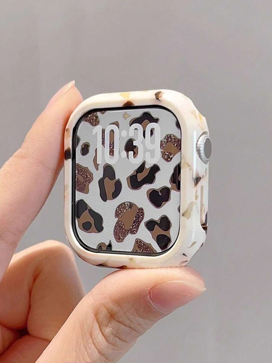 1pc Resin Nougat Color Hard PC Watch Protective Case, Hollow Design, Shock-Resistant, Protective Shell, Compatible With Apple Watch 38/40/41/42/44/45/46mm, Compatible With Apple Watch Series SE/11/10/9/8/7/6/5/4/3/2/1, Smart Watch Protective Case Accessory