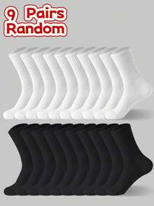 1/2/3/4/5/6/7/8/9/10/12/15/20/Pairs Of Men's Socks Black And White Random Men's Socks Running Hiking Athletic Long Socks Crew Socks High Ankle LightWeight Socks